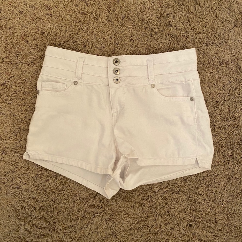 High rise white shorts